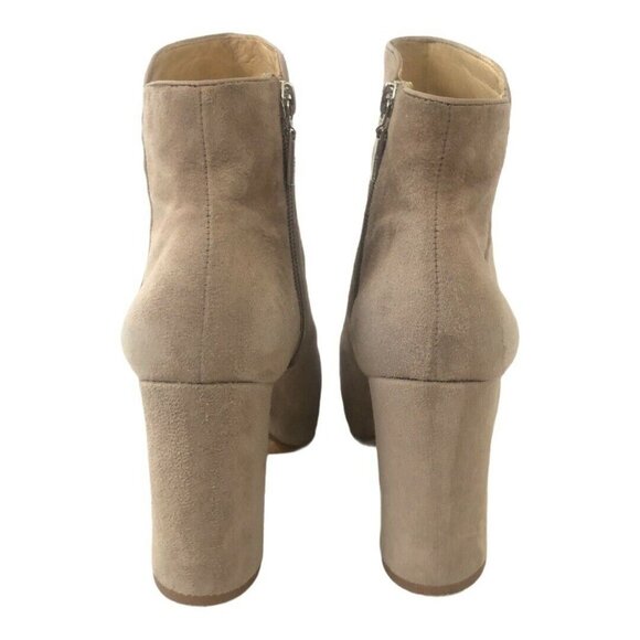 Schutz Neutral Beige Cibby Suede Heel Bootie - Picture 6 of 8